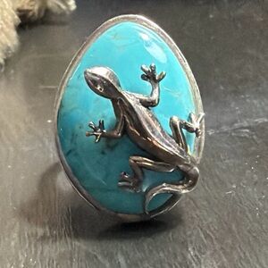 Vintage Barse Sterling Silver and Turquoise Lizard Ring